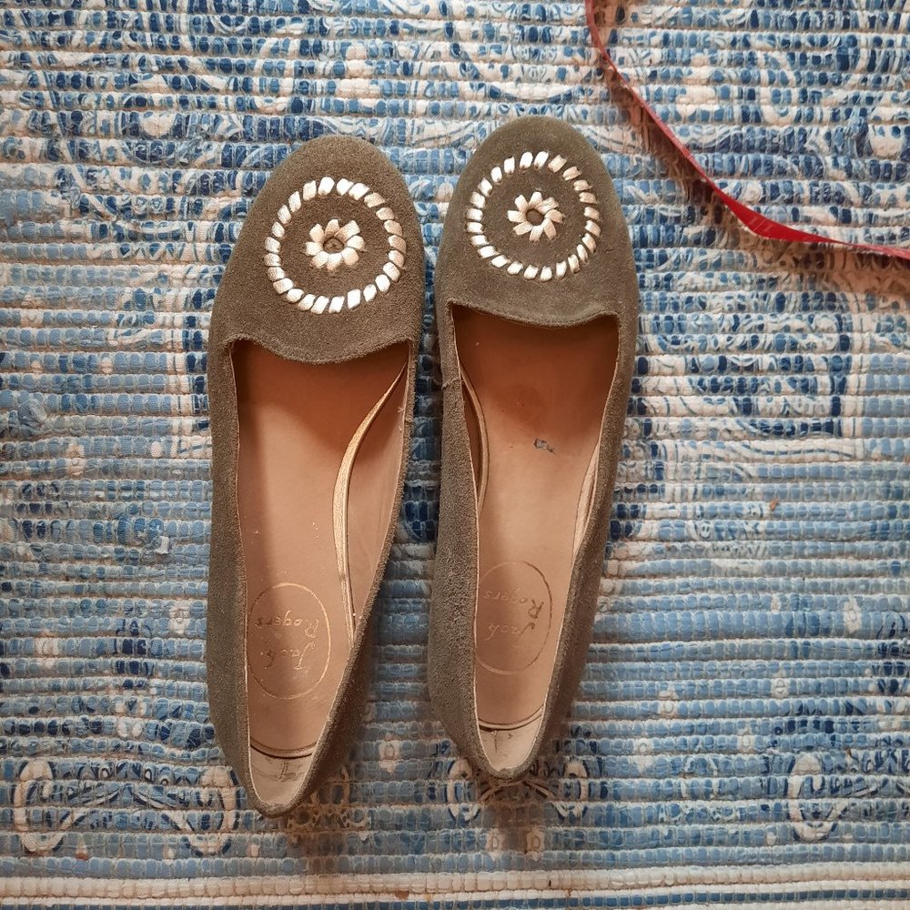 Jack Rogers Loafers - Size 7.5M, Khaki and Gold